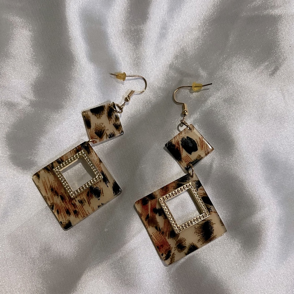 Geometric Animal Print Earrings